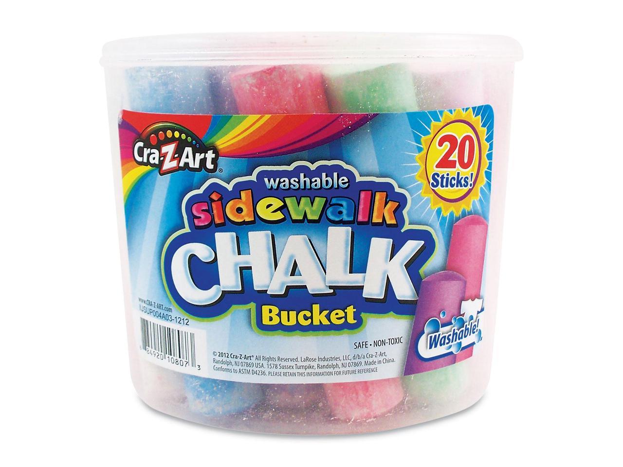 Washable Sidewalk Jumbo Chalk in Storage Bucket with Lid and Handle 12.63″ 20 Assorted Colors 108076